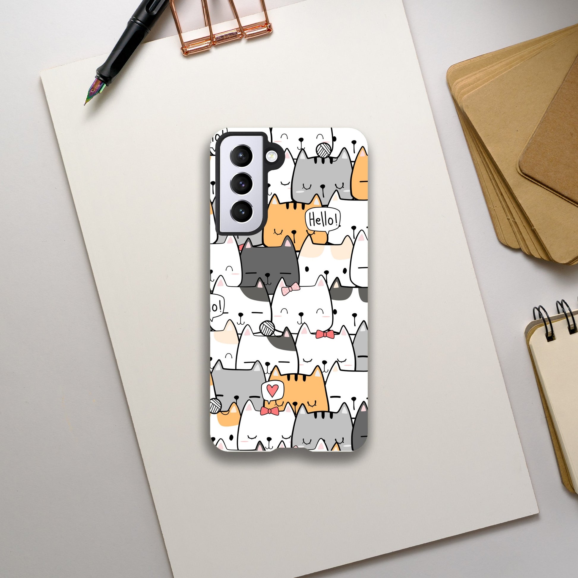 Cat Hello - Phone Tough Case Galaxy S21 Phone Case Globally Fulfilled