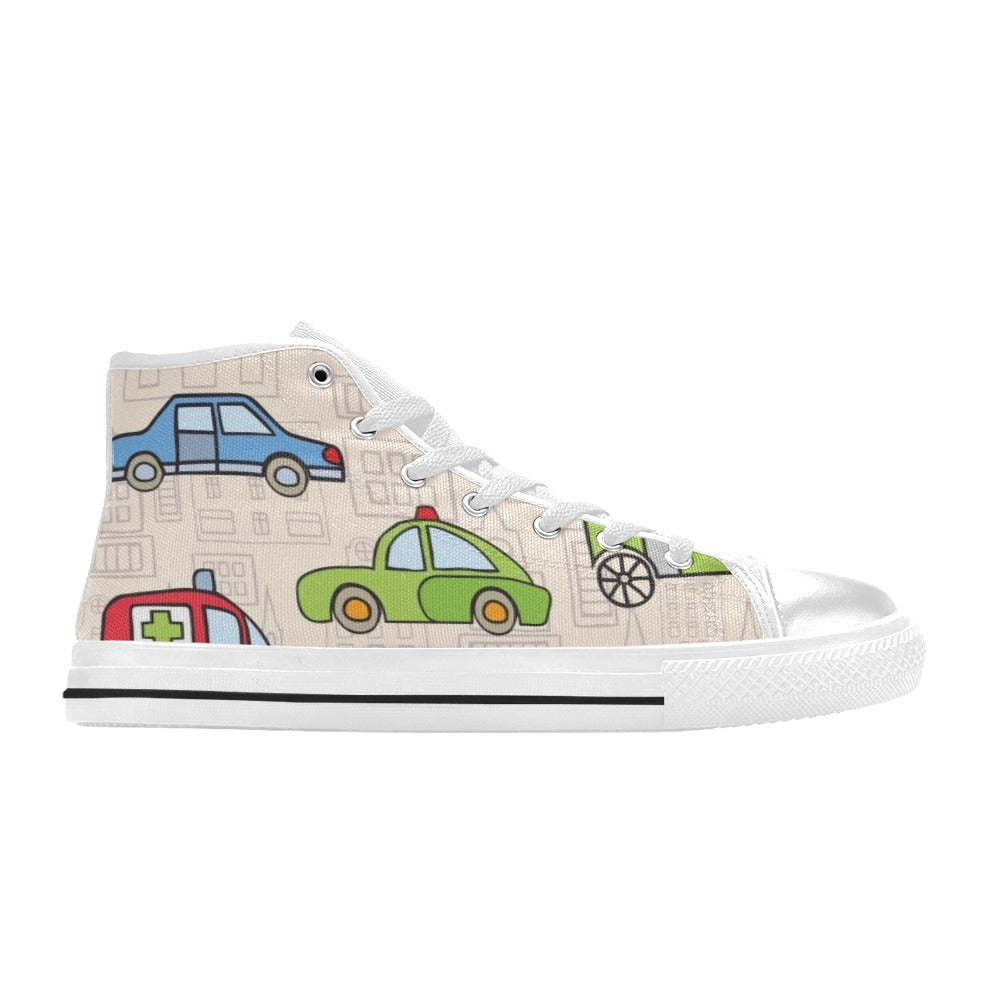 Kids Cars - Kids High Top Canvas Shoes