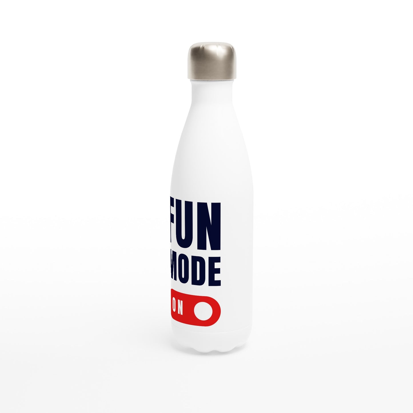 Fun Mode On - White 17oz Stainless Steel Water Bottle White Water Bottle Globally Fulfilled