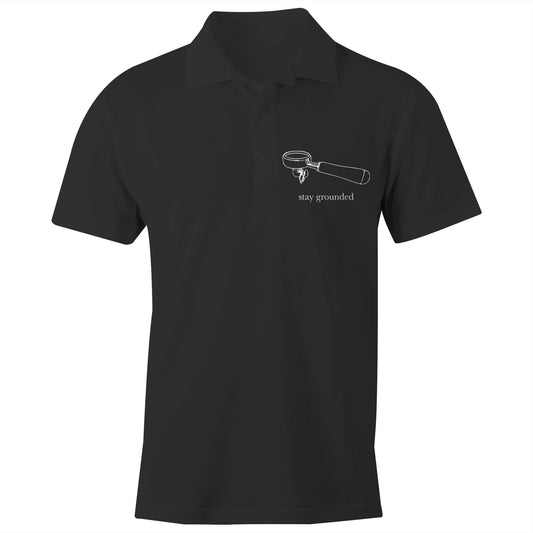 Stay Grounded - Chad S/S Polo Shirt, Printed Black Polo Shirt Coffee
