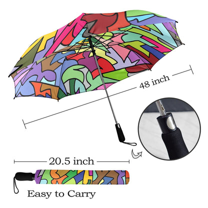 Bright Abstract - Semi-Automatic Foldable Umbrella Semi-Automatic Foldable Umbrella Printed Offshore