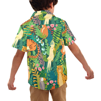 Tropical Jungle Animals - Junior Boys Hawaiian Shirt