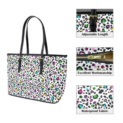 Animal Print In Colour - Leather Tote Bag-Large