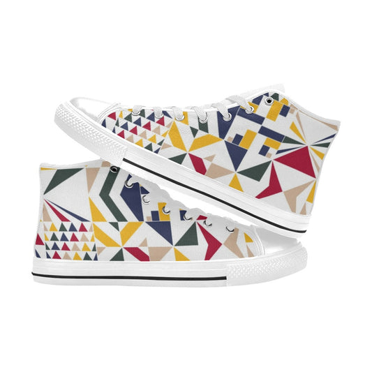 Red Mosaic - Women's High Top Canvas Shoes