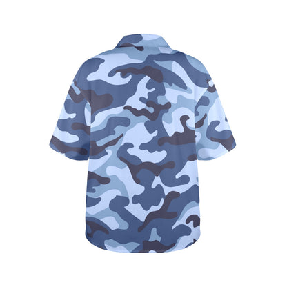 Blue Camouflage - Womens Hawaiian Shirt