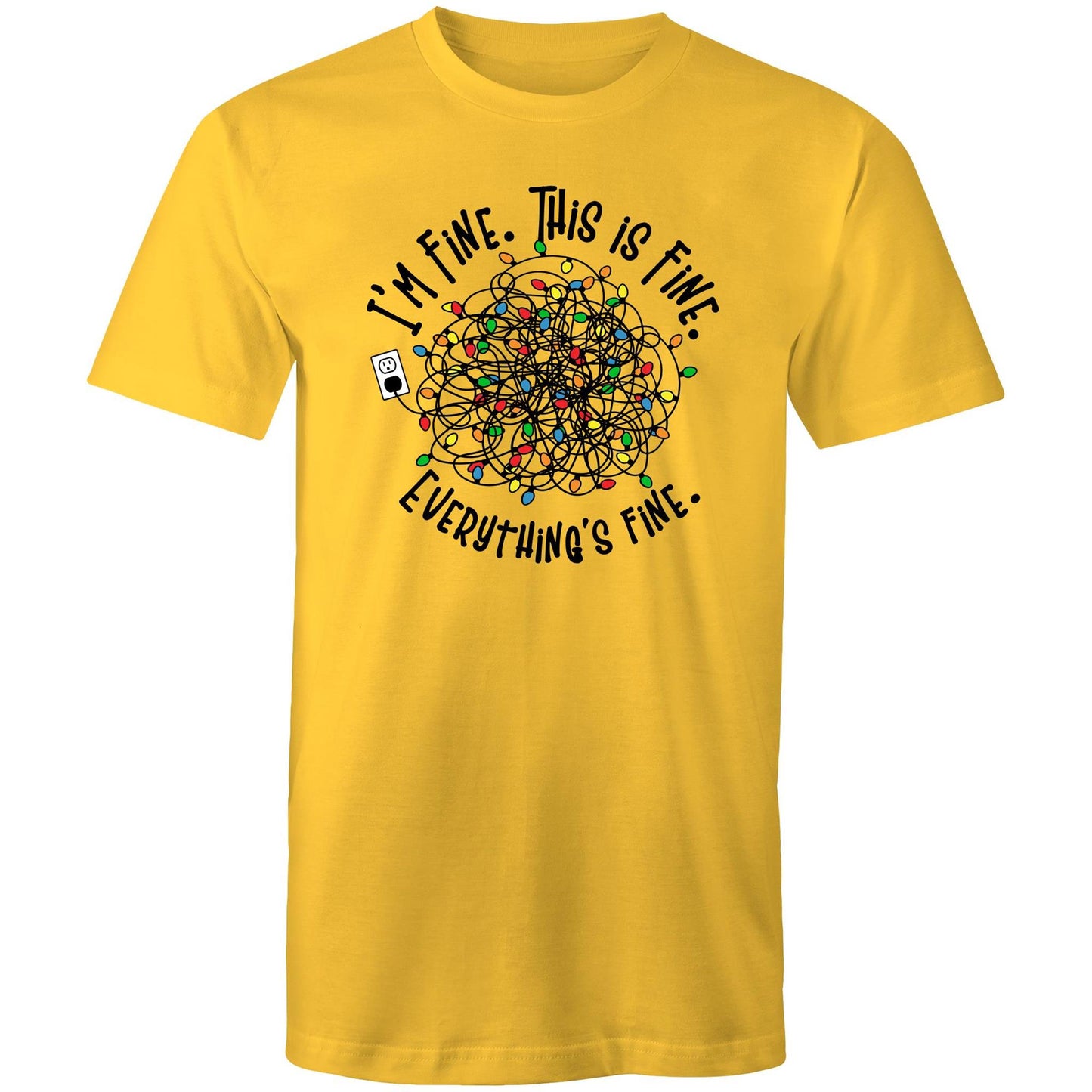 Tangled Christmas Lights, I'm Fine, This Is Fine, Everything Is Fine - Mens T-Shirt