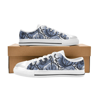 Blue And White Floral - Women's Classic Canvas Shoes