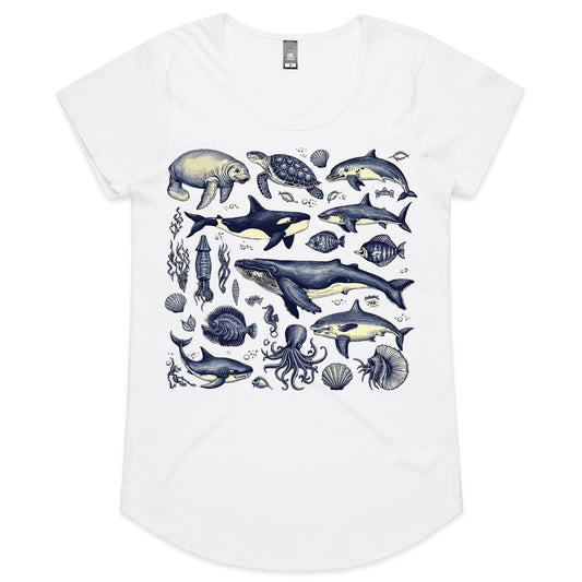 Sea Creatures - Womens Scoop Neck T-Shirt