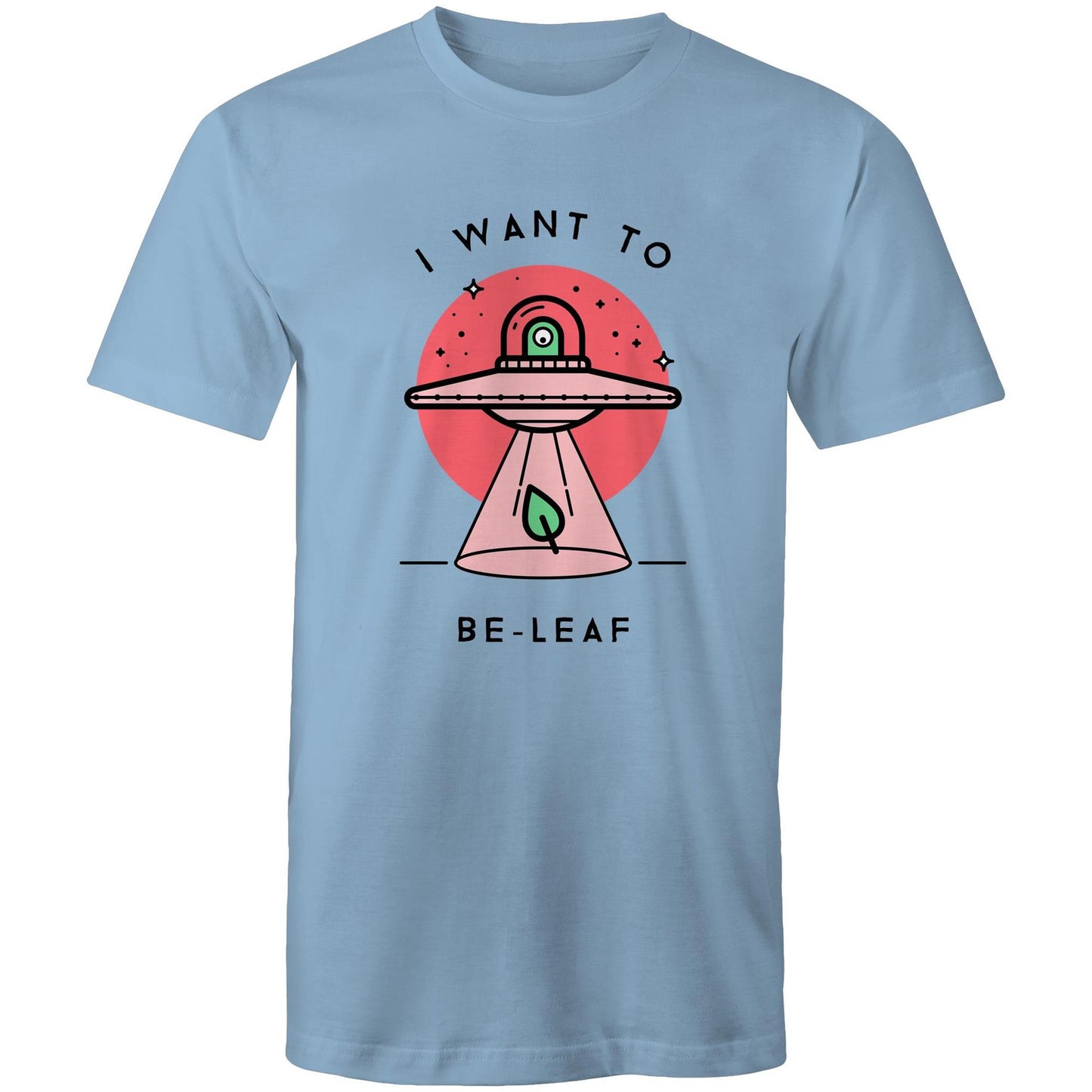 I Want To Be-Leaf, UFO - Mens T-Shirt Carolina Blue Mens T-shirt Sci Fi