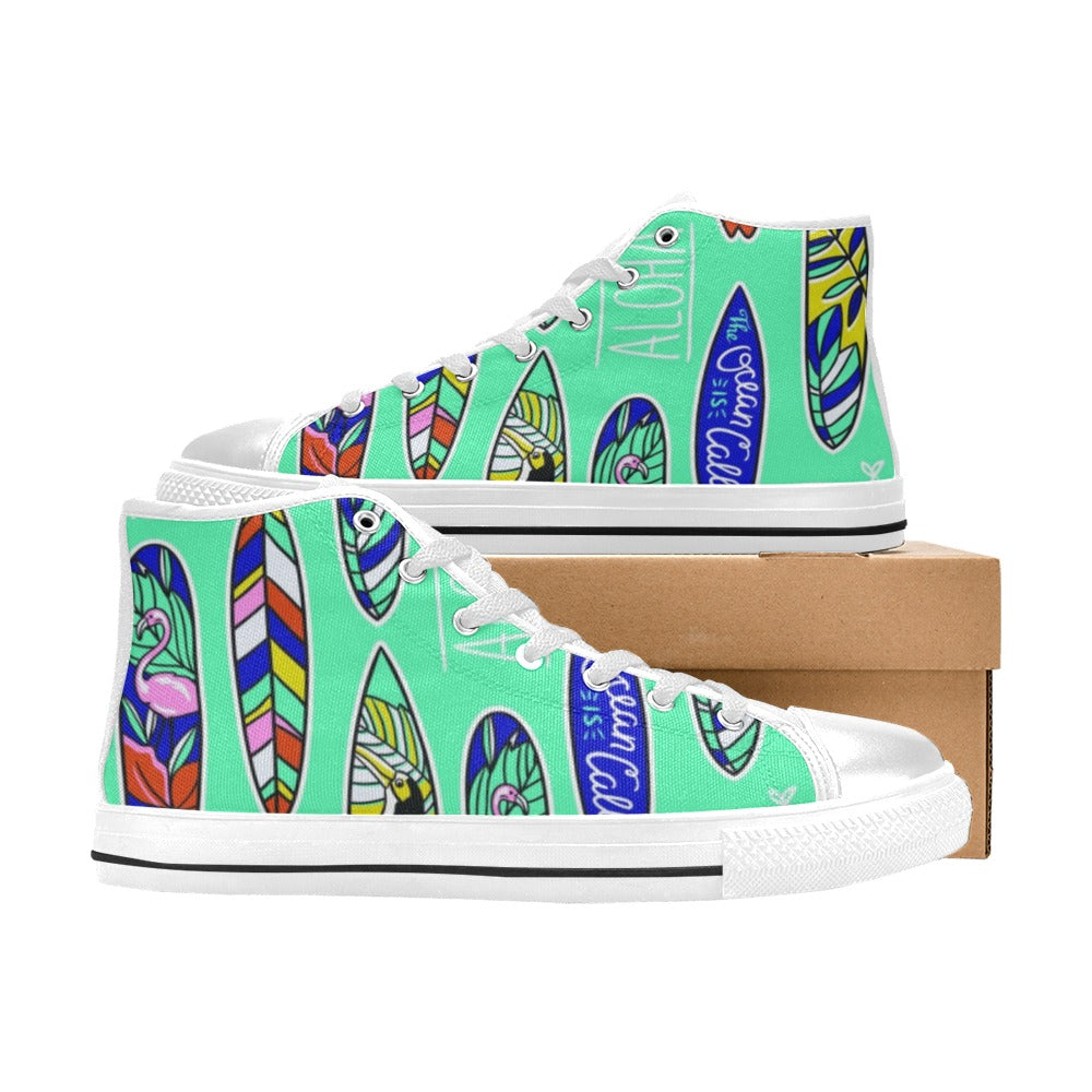 Aloha Surfboards - Women's High Top Canvas Shoes