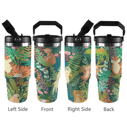 Tropical Jungle Animals - 30oz Tumbler with Top Handle