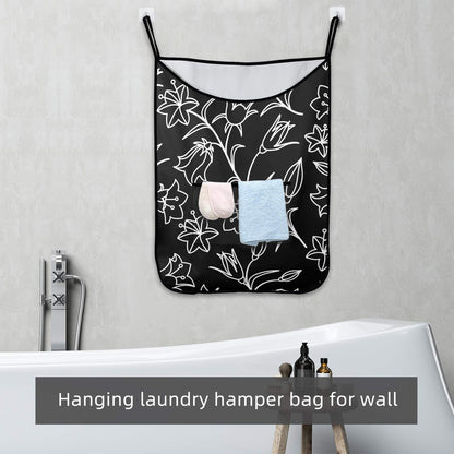 Black And White Floral - Hanging Laundry Bag