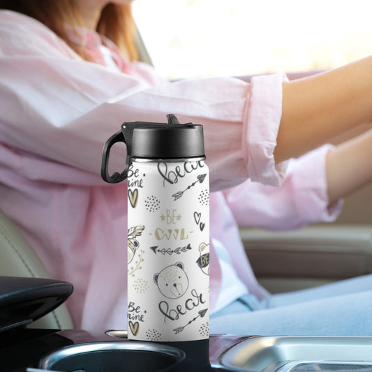 Bears - Insulated Water Bottle with Straw Lid (18oz) Insulated Water Bottle with Swing Handle