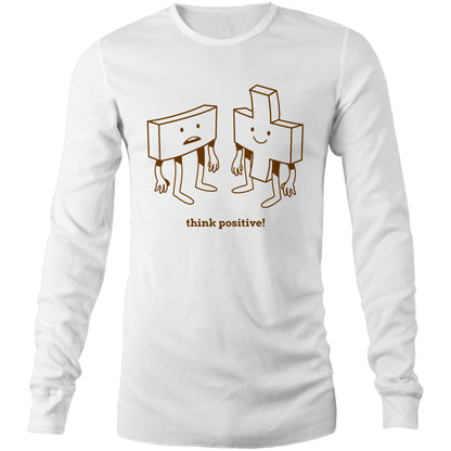 Think Positive, Plus And Minus - Long Sleeve T-Shirt White Unisex Long Sleeve T-shirt Maths Motivation