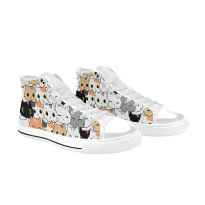 Cute Cartoon Cats - Women's High Top Canvas Shoes