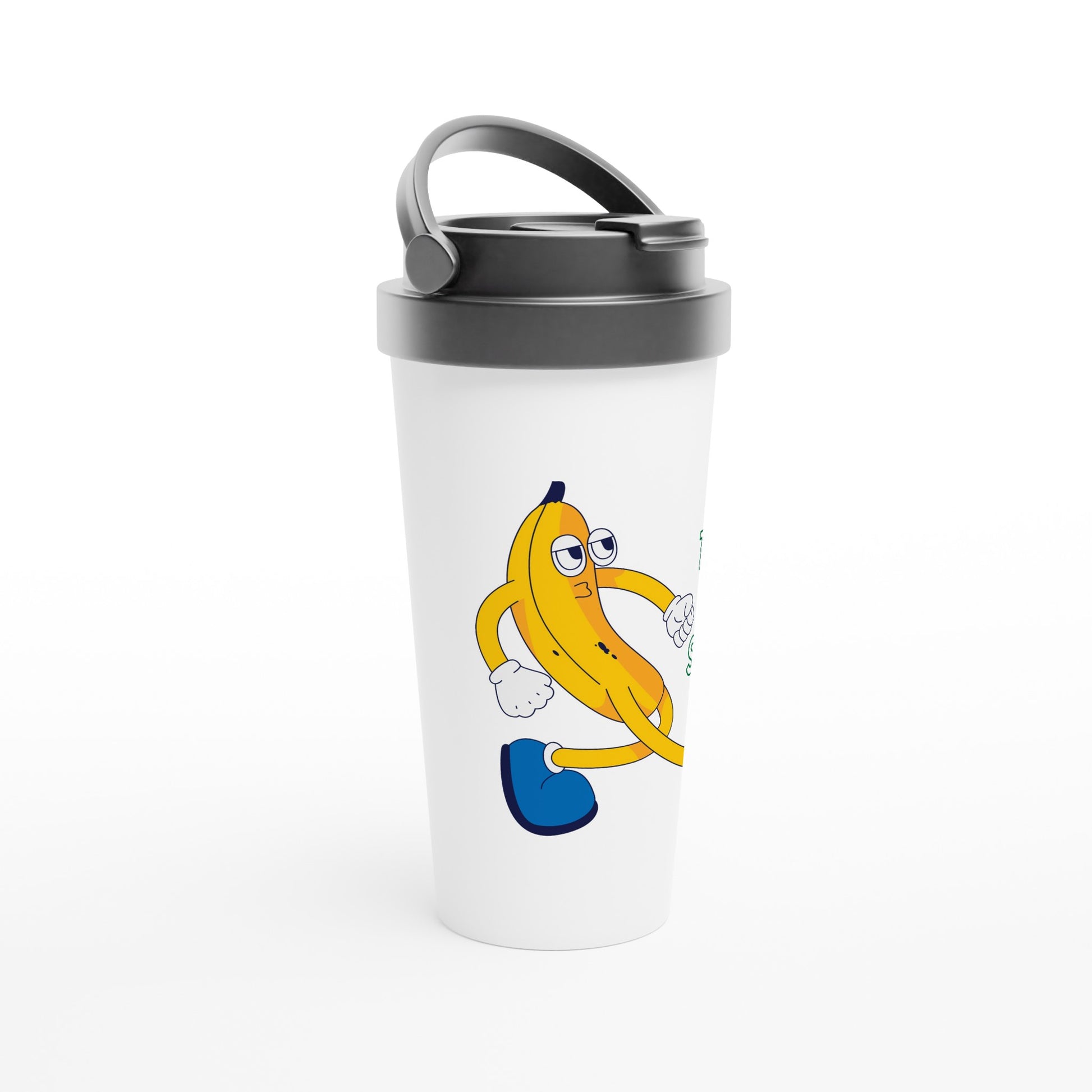 Banana, Time To Split - White 15oz Stainless Steel Travel Mug Travel Mug food Globally Fulfilled