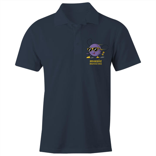 Music Moves Me, Earbuds - Chad S/S Polo Shirt Navy Polo Shirt Music