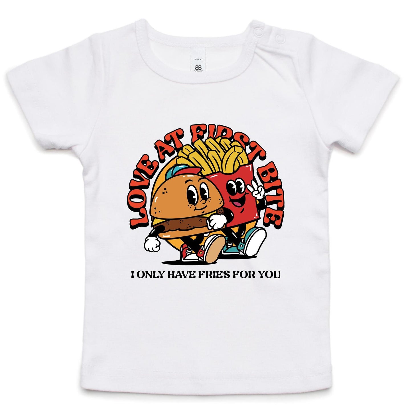 Love At First Bite, Hamburger And Fries - Baby T-shirt