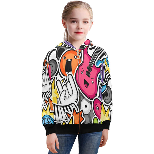 Sticker Music - Senior Girls Zip Up Hoodie