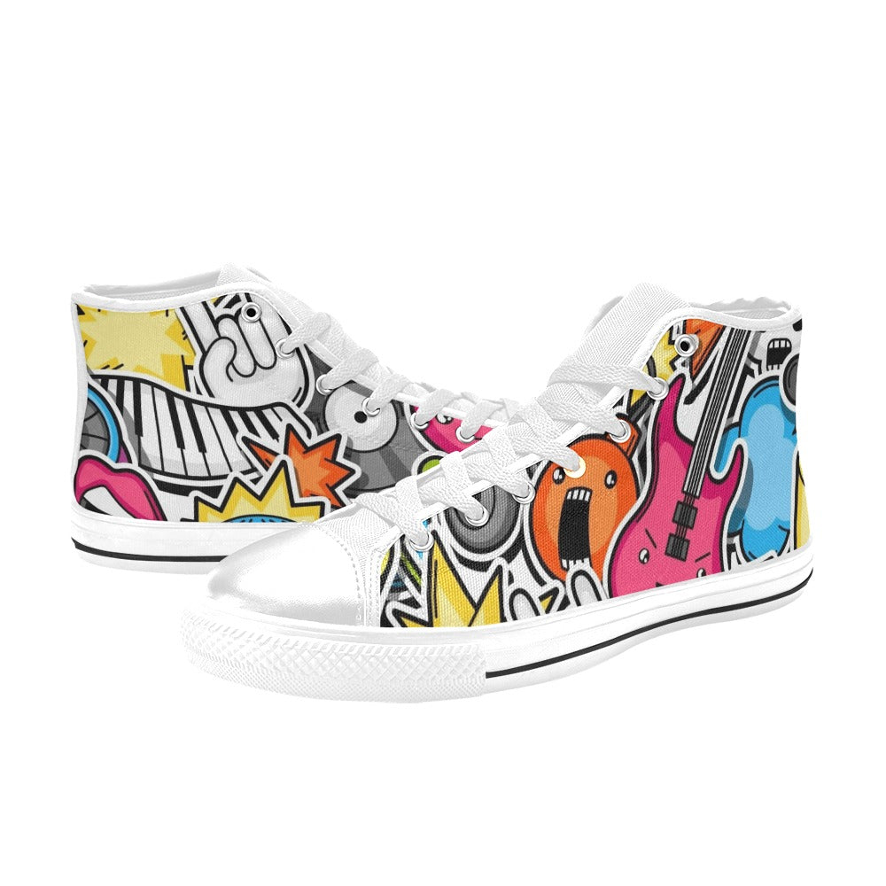 Sticker Music - Men's High Top Canvas Shoes