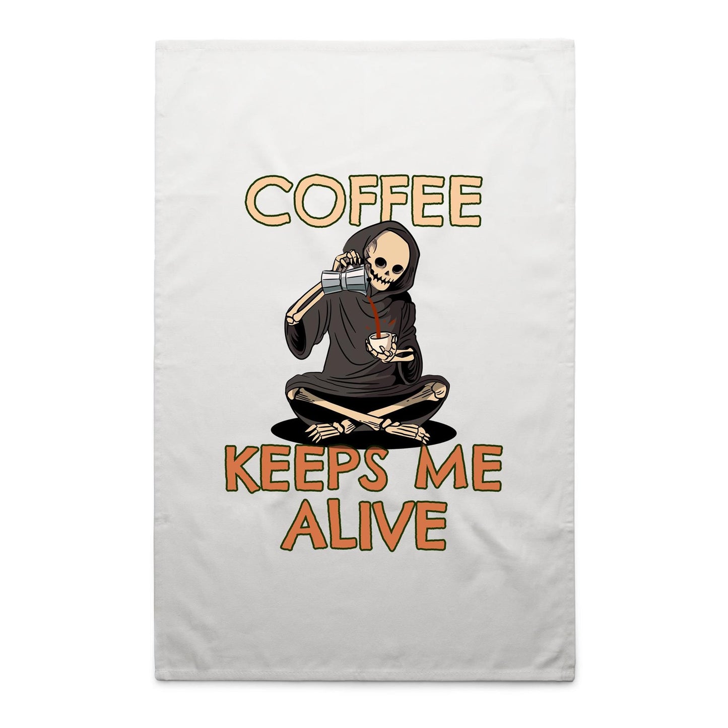 Coffee Keeps Me Alive, Skeleton - AS Colour Tea Towel