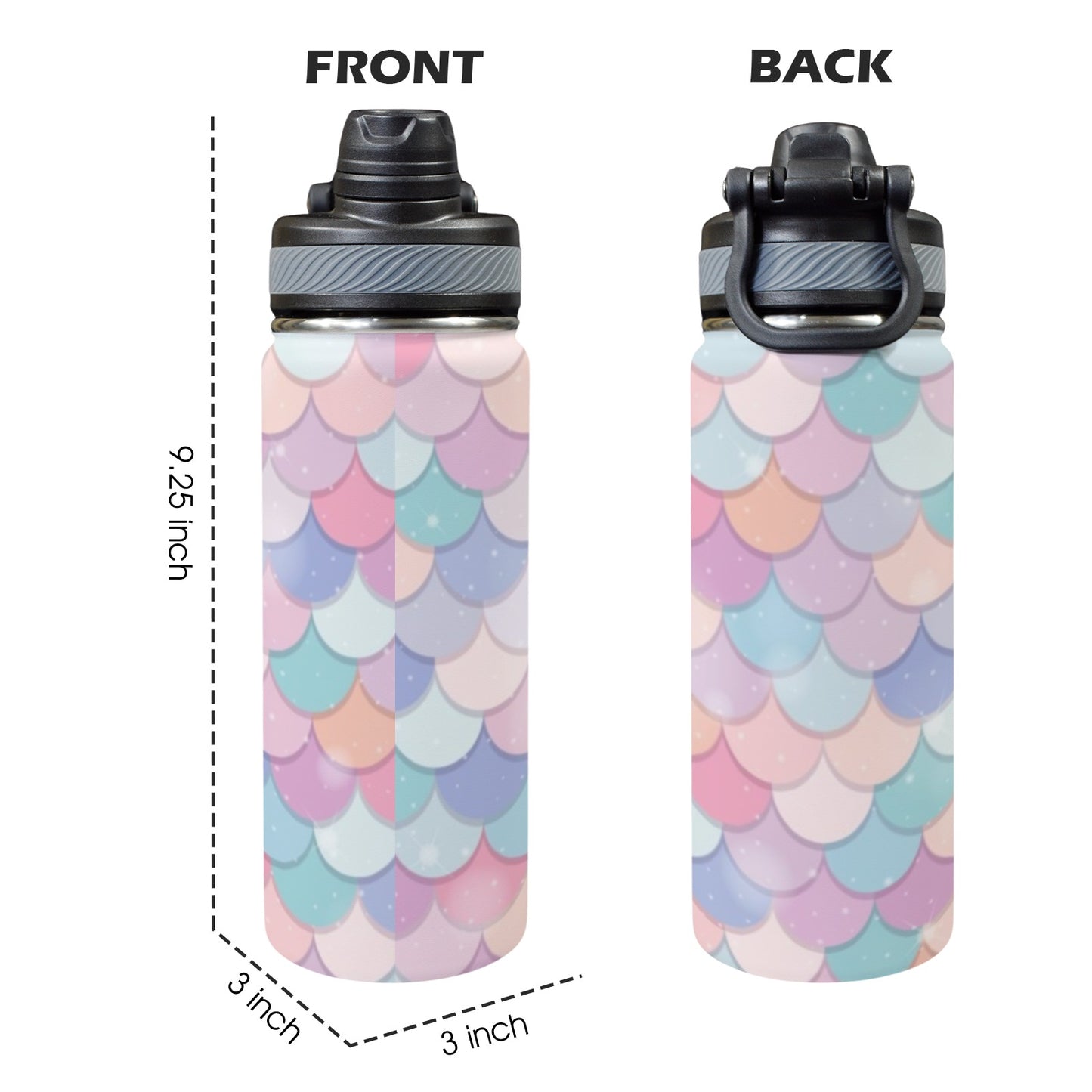 Mermaid Scales - Insulated Water Bottle with Dual-Use Lid (18oz) Insulated Water Bottle with Dual-Use Lid (18oz) Printed Offshore