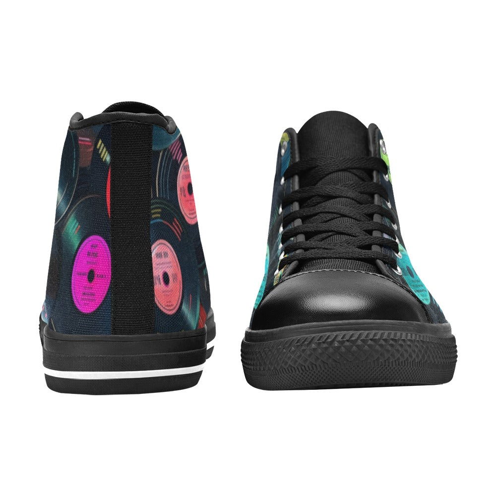 Retro Vinyl Records - Women's High Top Canvas Shoes