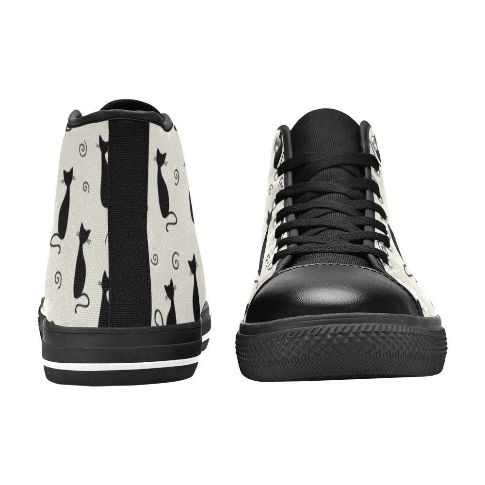 Black Cats - Women's High Top Canvas Shoes