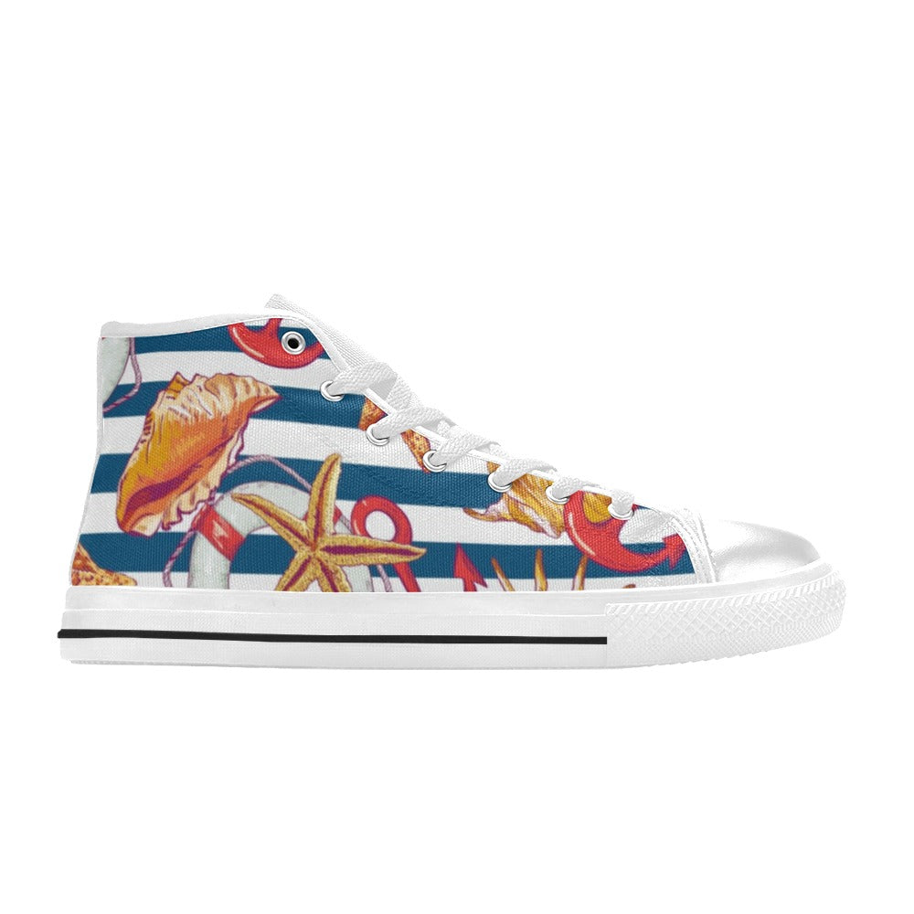 Nautical Life - Women's High Top Canvas Shoes