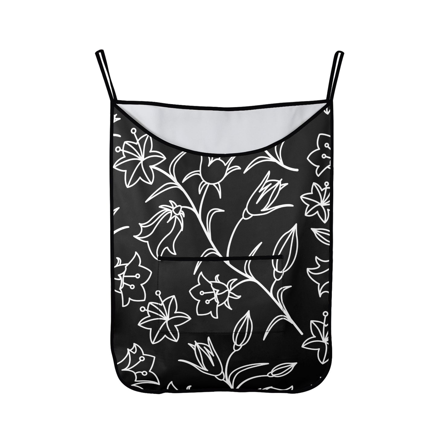 Black And White Floral - Hanging Laundry Bag