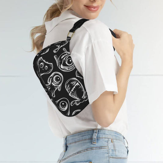 Monsters In Black And White - Small Shoulder Bag