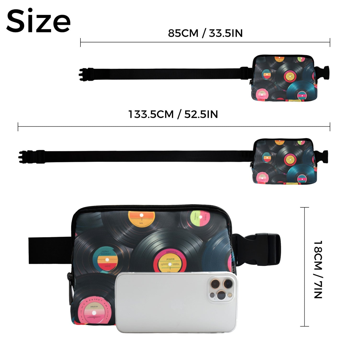 Retro Vinyl Records - Belt Bag Belt Bag Music Printed Offshore Retro