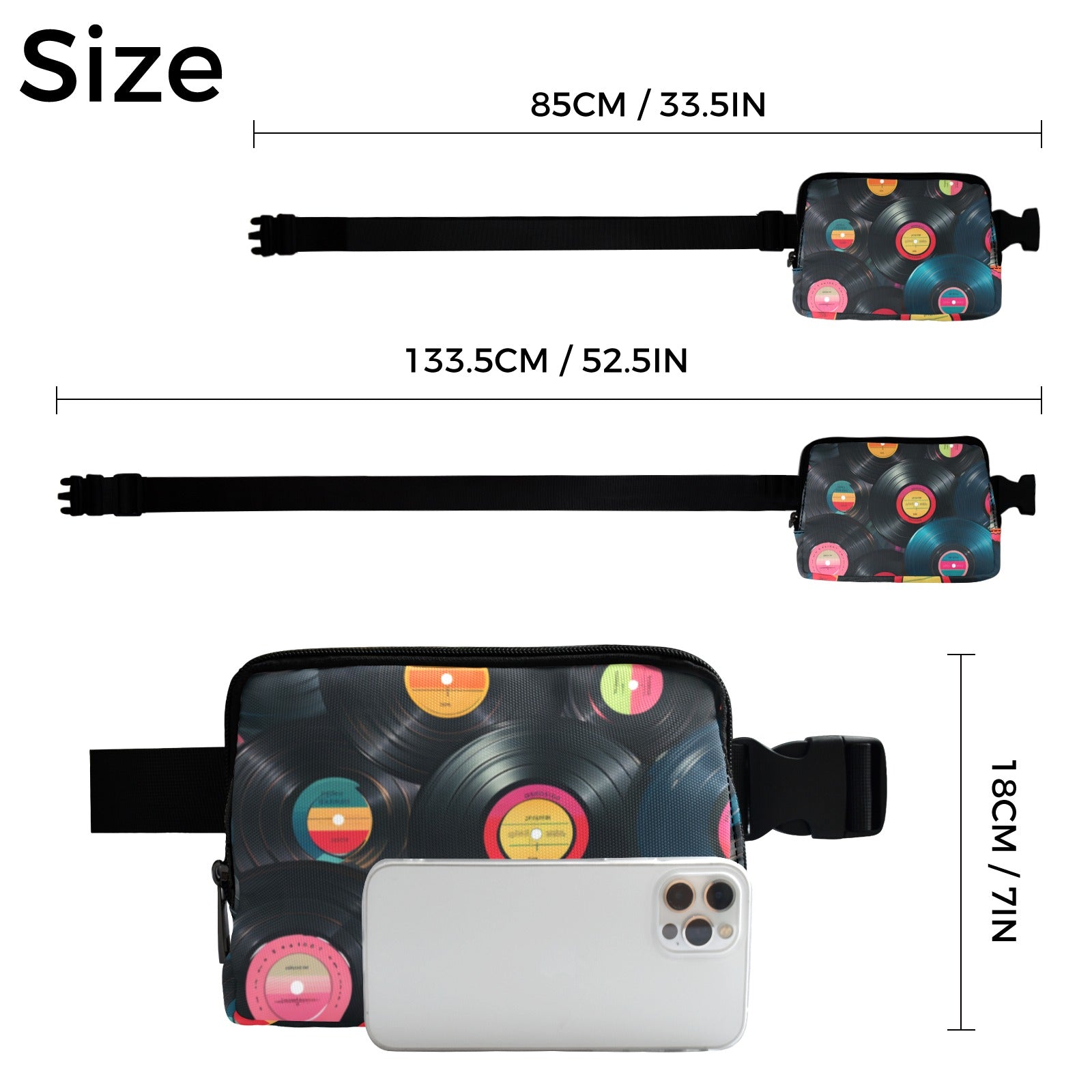 Retro Vinyl Records - Belt Bag Belt Bag Music Printed Offshore Retro