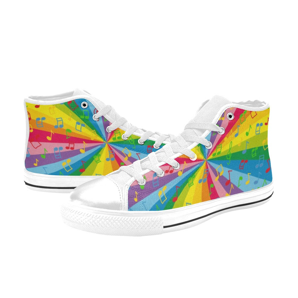 Rainbow Music - Women's High Top Canvas Shoes