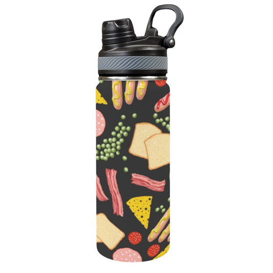 Breakfast Food - Insulated Water Bottle with Dual-Use Lid (18oz) Insulated Water Bottle with Dual-Use Lid (18oz) Food Printed Offshore