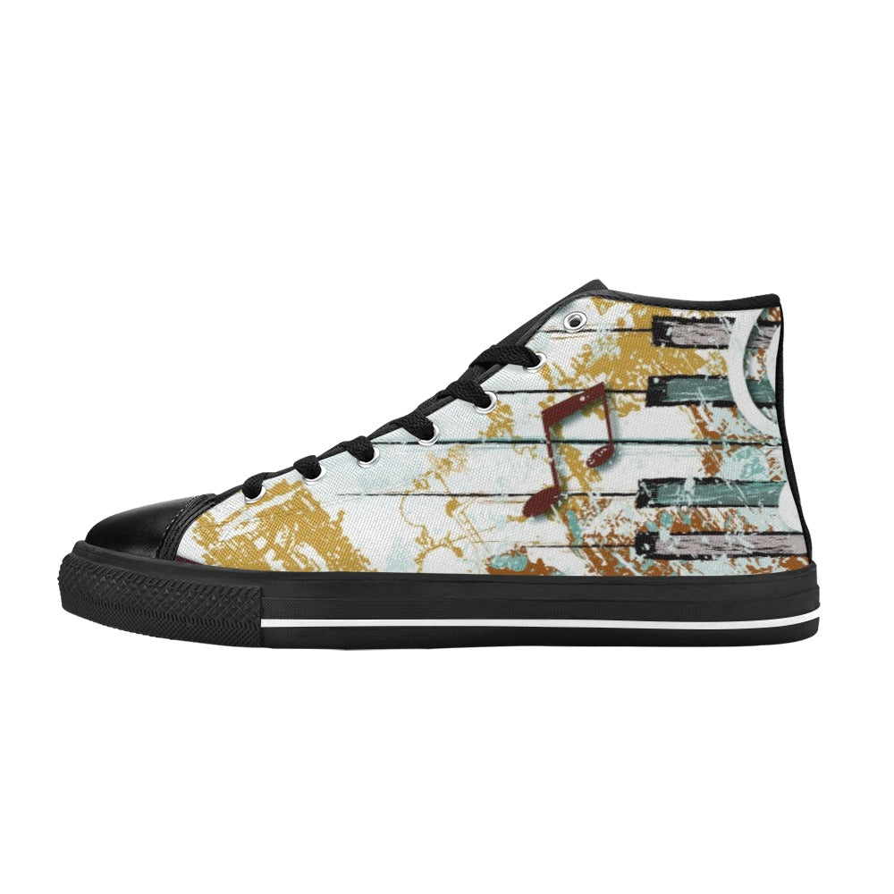 Music Graffiti - Women's High Top Canvas Shoes