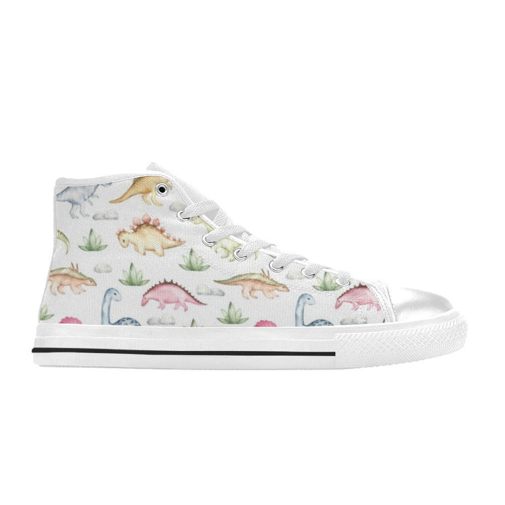 Dinosaur Garden - Kids' High Top Canvas Shoes