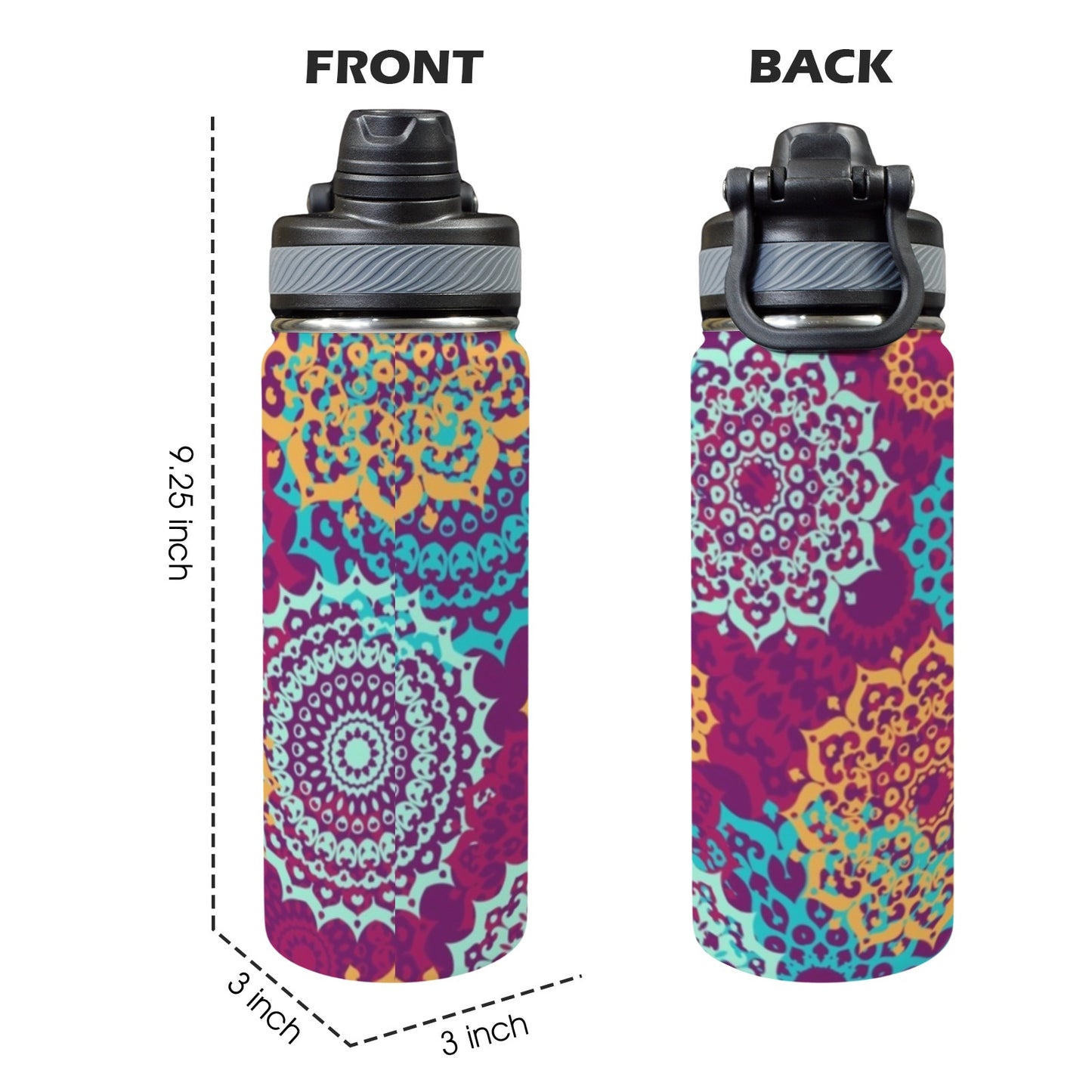 Boho - Insulated Water Bottle with Dual-Use Lid (18oz) Insulated Water Bottle with Dual-Use Lid (18oz) Printed Offshore