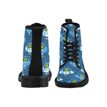 Cute Aliens in UFOs - Martin Boots for Men (Black)