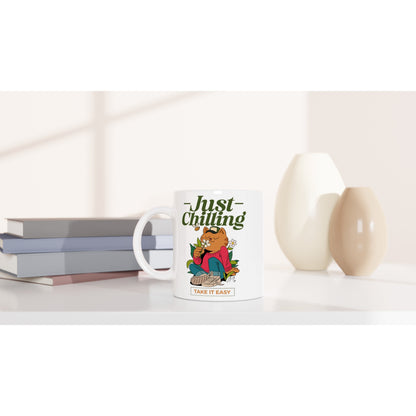 Just Chilling - White 11oz Ceramic Mug White 11oz Mug animal Globally Fulfilled