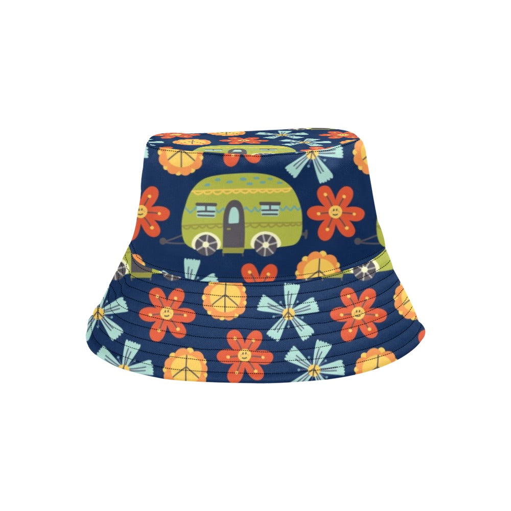 Hippy Caravan - Womens Bucket Hat Womens Bucket Hat Printed Offshore Retro