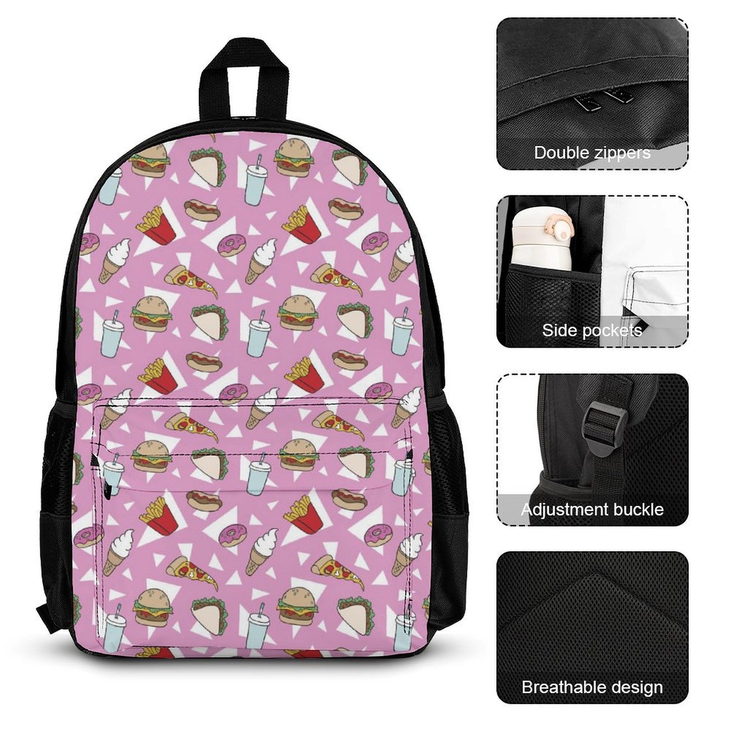 Fast Food - School Backpack Three Piece Set