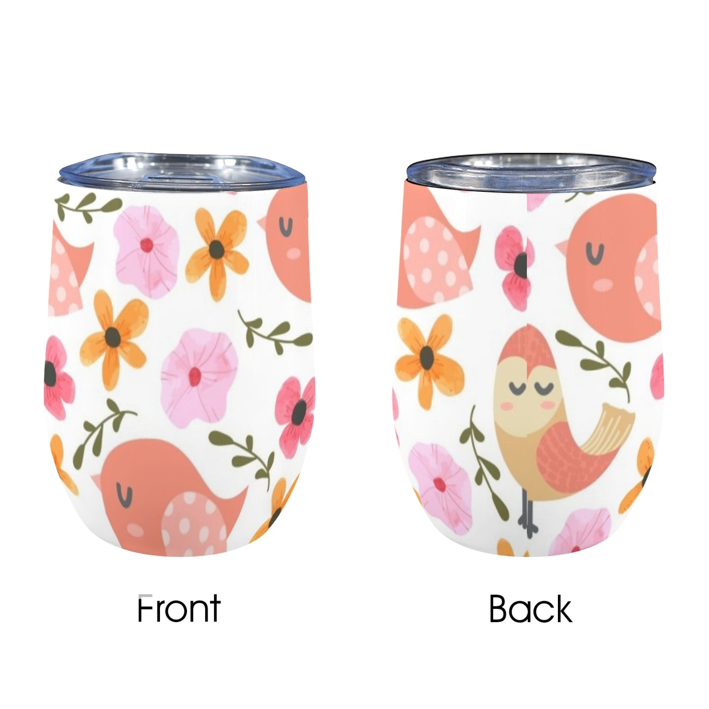 Lovely Birds - 12oz Wine Tumbler 12oz Wine Tumbler animal Printed Offshore