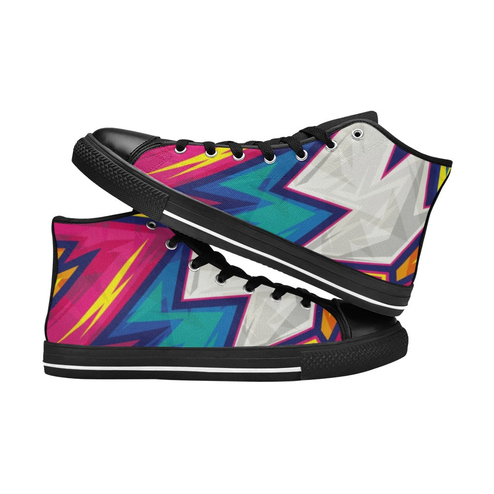 Abstract Bright - Women's High Top Canvas Shoes