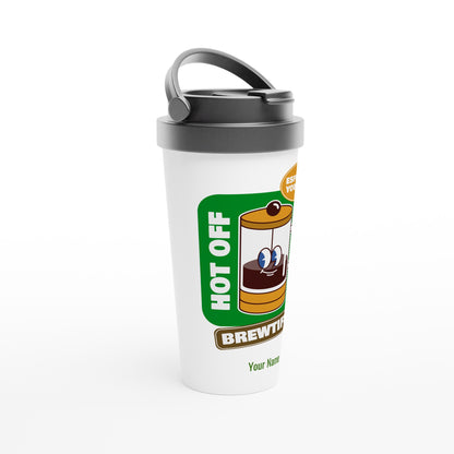 Personalised - Brewtiful, Espresso Yourself - White 15oz Stainless Steel Travel Mug Personalised Travel Mug coffee retro