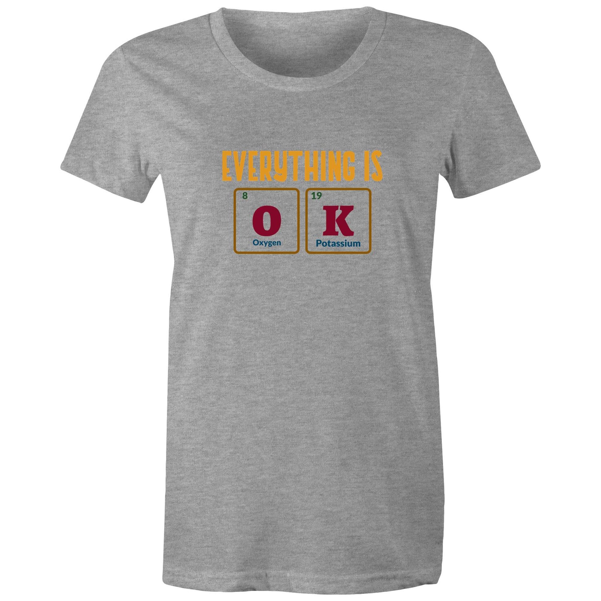 Everything Is OK, Periodic Table Of Elements - Womens T-shirt Grey Marle Womens T-shirt Science