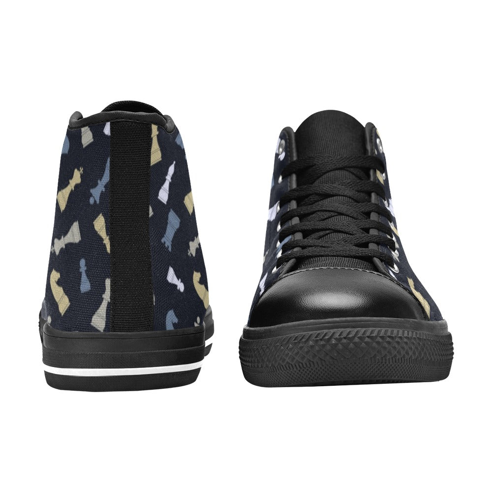 Chess Pattern - Men's High Top Canvas Shoes