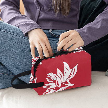 Red Retro Foliage, Hawaiian Flower - Wash Bag