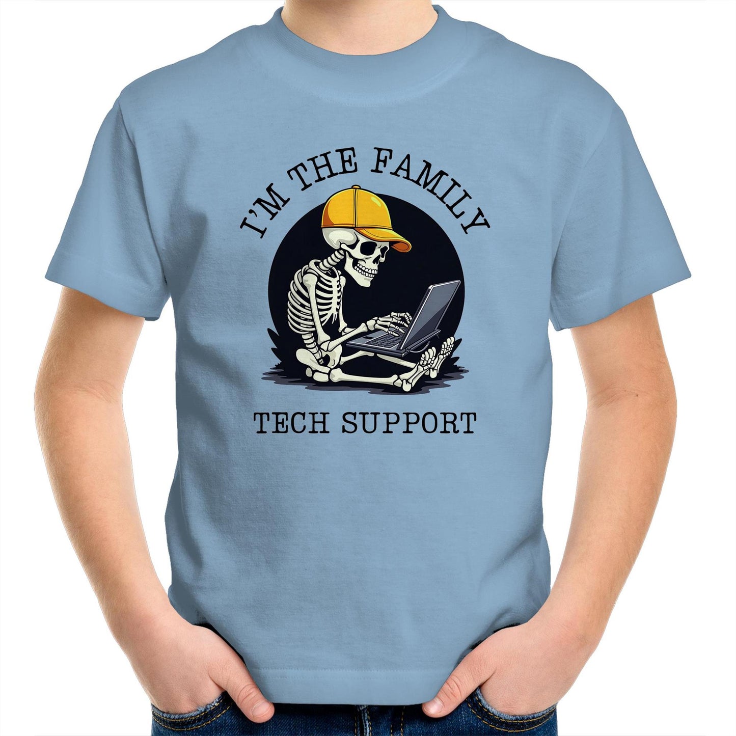 I'm The Family Tech Support - Kids Youth T-Shirt Carolina Blue Kids Youth T-shirt Printed In Australia Tech