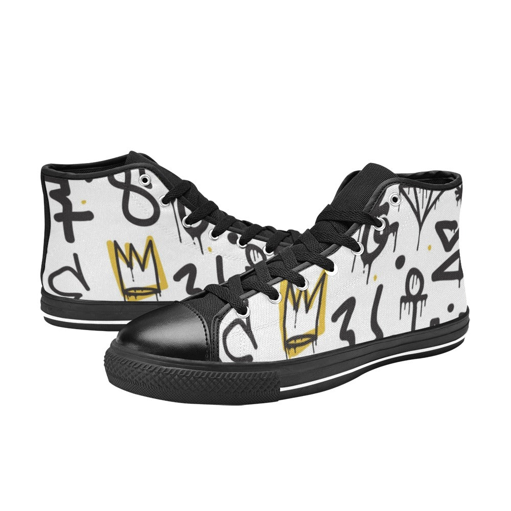 Graffiti Crown - Women's High Top Canvas Shoes